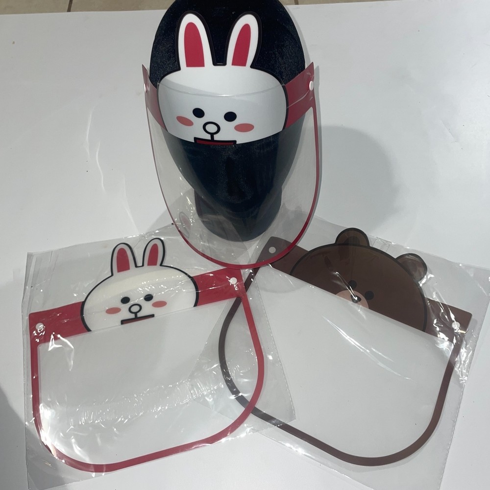 kids face shield masks bunny and bear (2 pack)